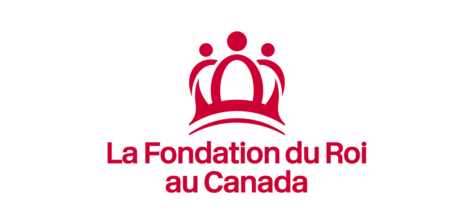 Logo rouge de La Fondation du Roi au Canada avec trois silhouettes stylisées formant une couronne sur fond blanc.
