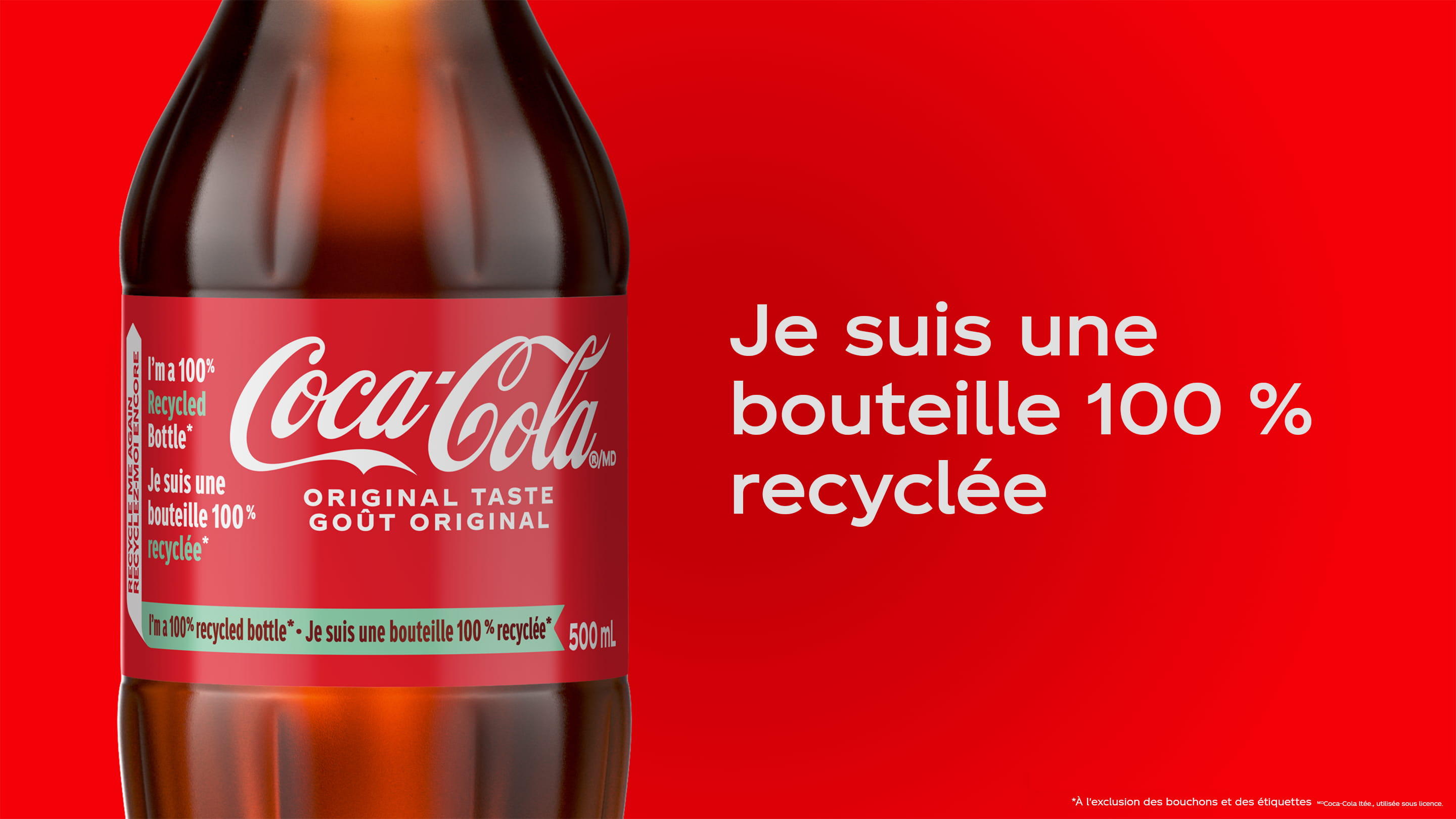 Je suis une bouteille 100 % recyclée