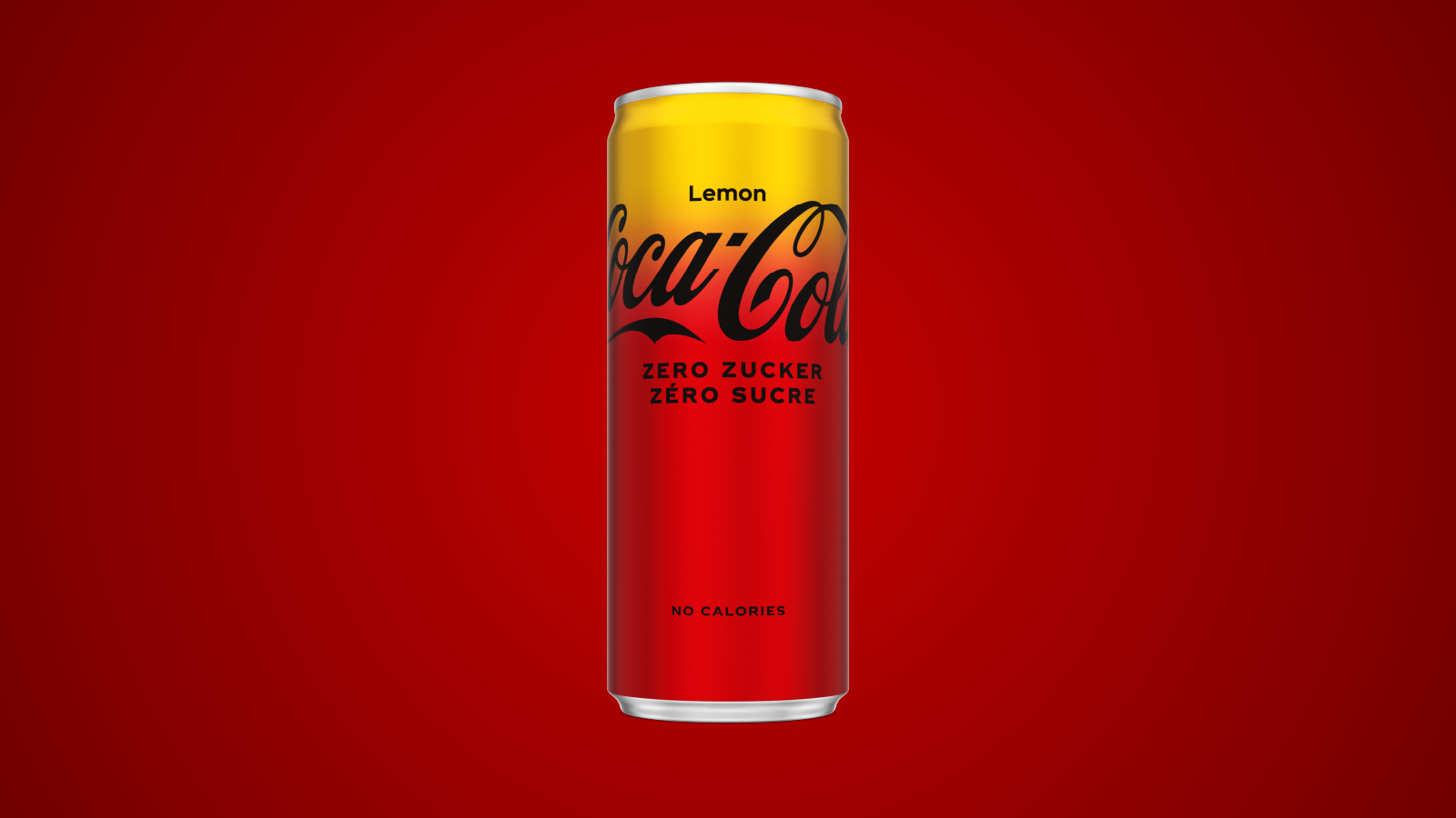 Coca-Cola Zero Zucker Lemon Dose auf rotem Hintergrund