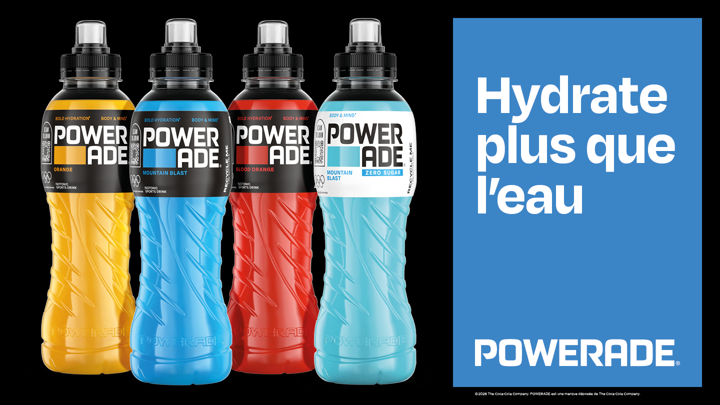 Quatre bouteilles de Powerade