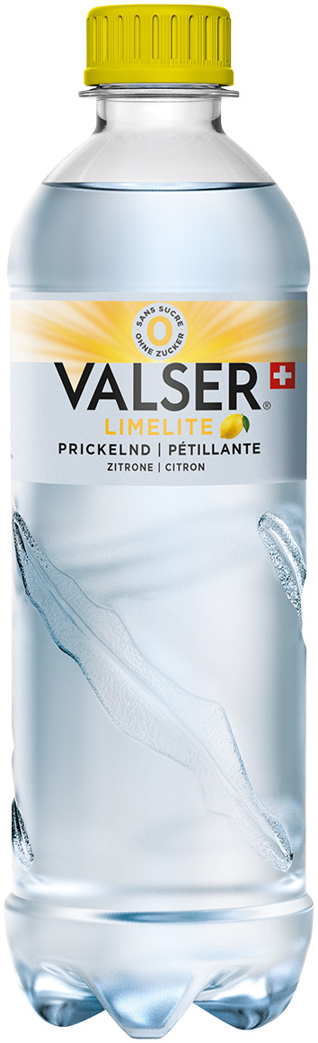 Eine Valser Zitrone PET-Flasche Prickelnd