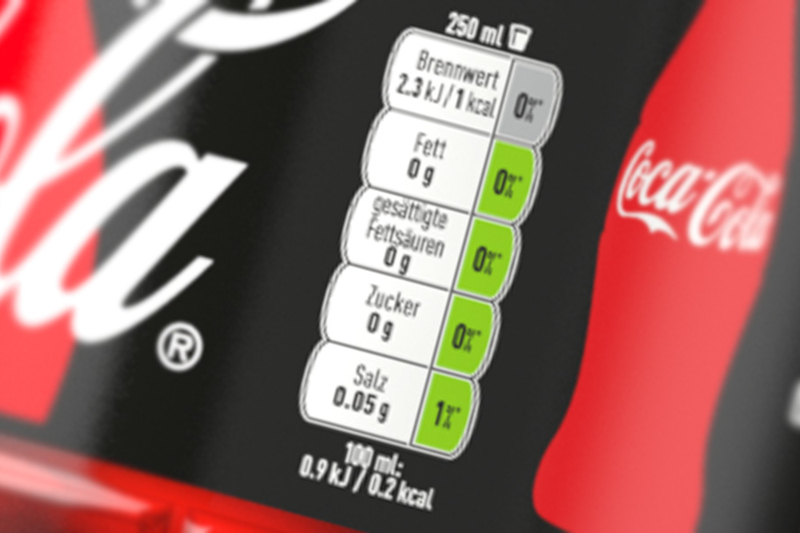 Informationsgrafik zum Inhalt von 250 ml Coca-Cola Zero
