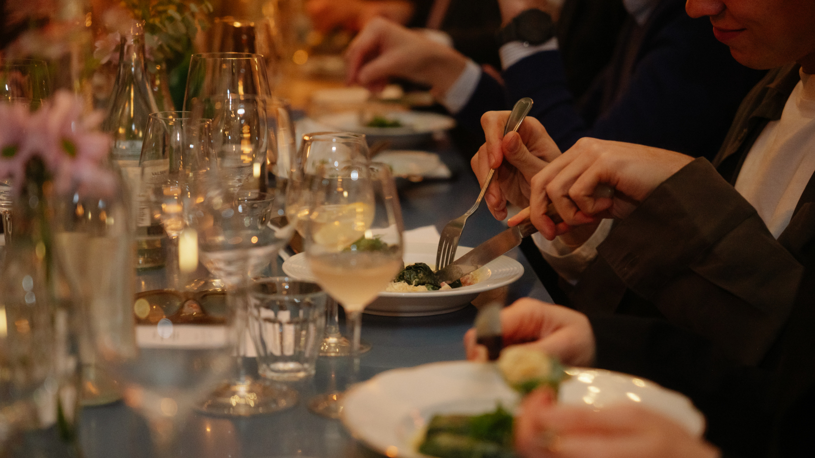 The set table with the appetizer