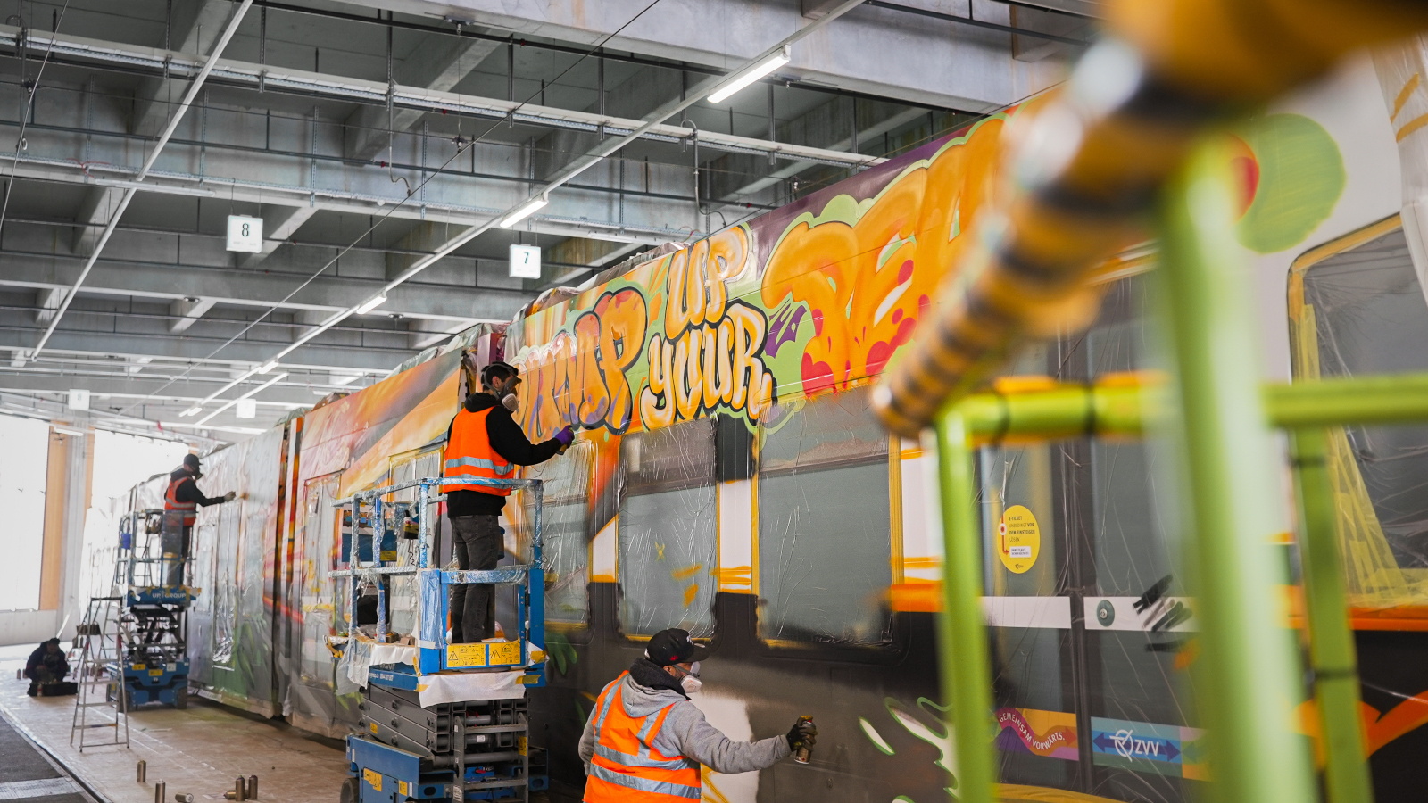 crew working at the peace tea tram