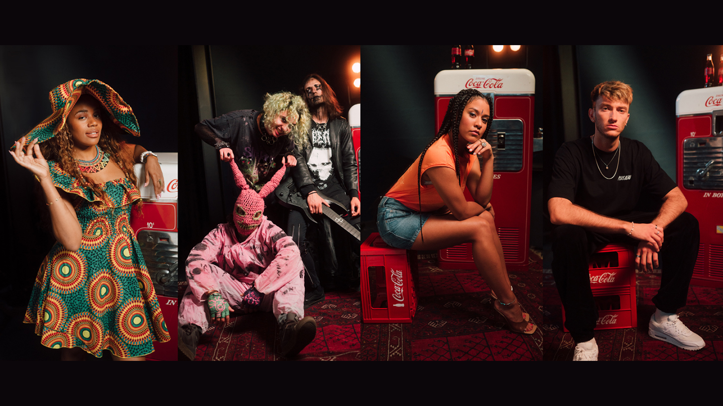 quatre photos verticales de jeunes artistes