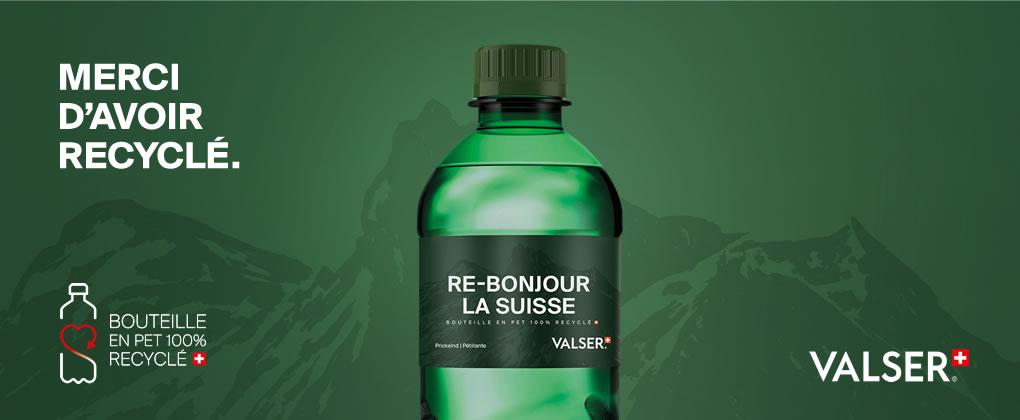 « Re-bonjour la Suisse » - les bouteilles 100 % rPET de VALSER