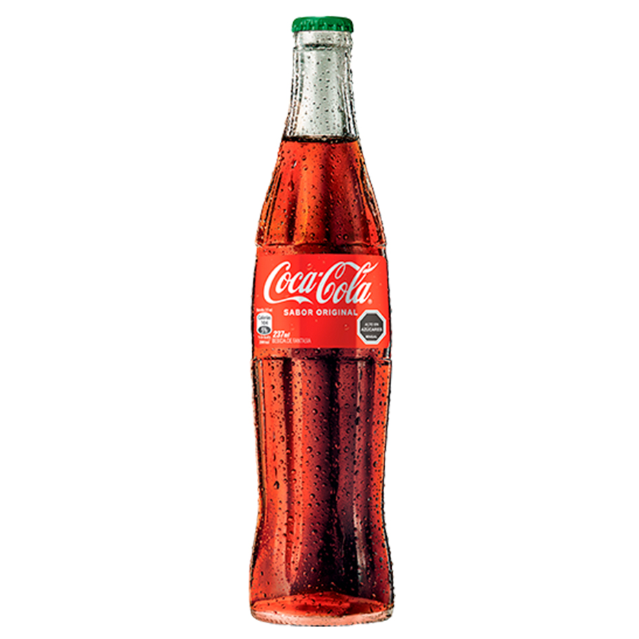 Botella Individual de vidrio de Coca-Cola.