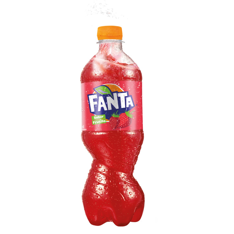Botella plástica de 500 ml de Fanta sabor frutilla