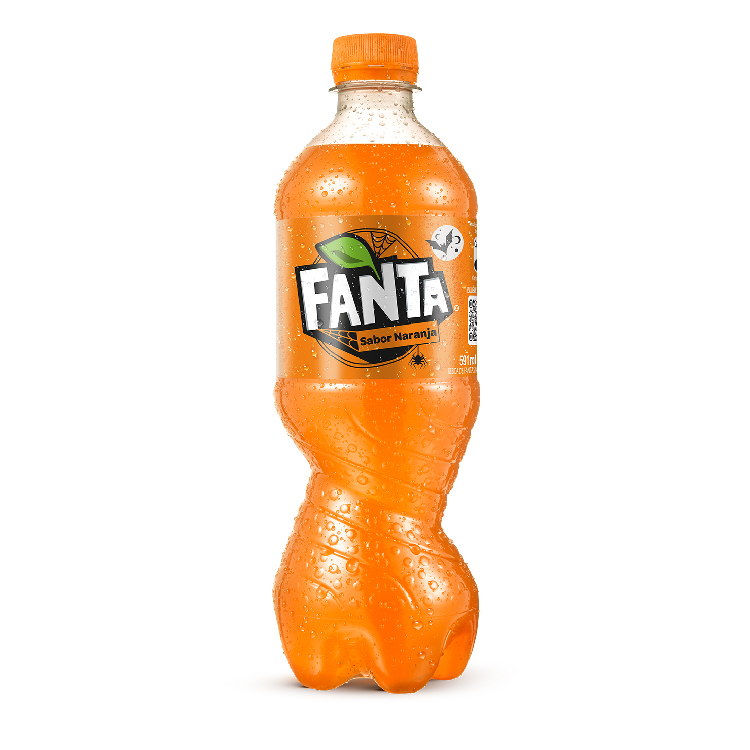 Botella plástica individual de Fanta Naranja.