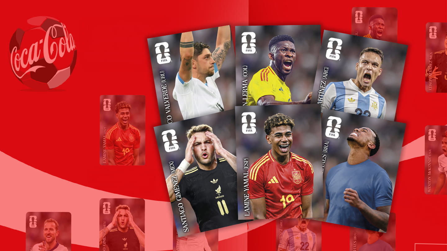 Banner con láminas Panini de estrellas.