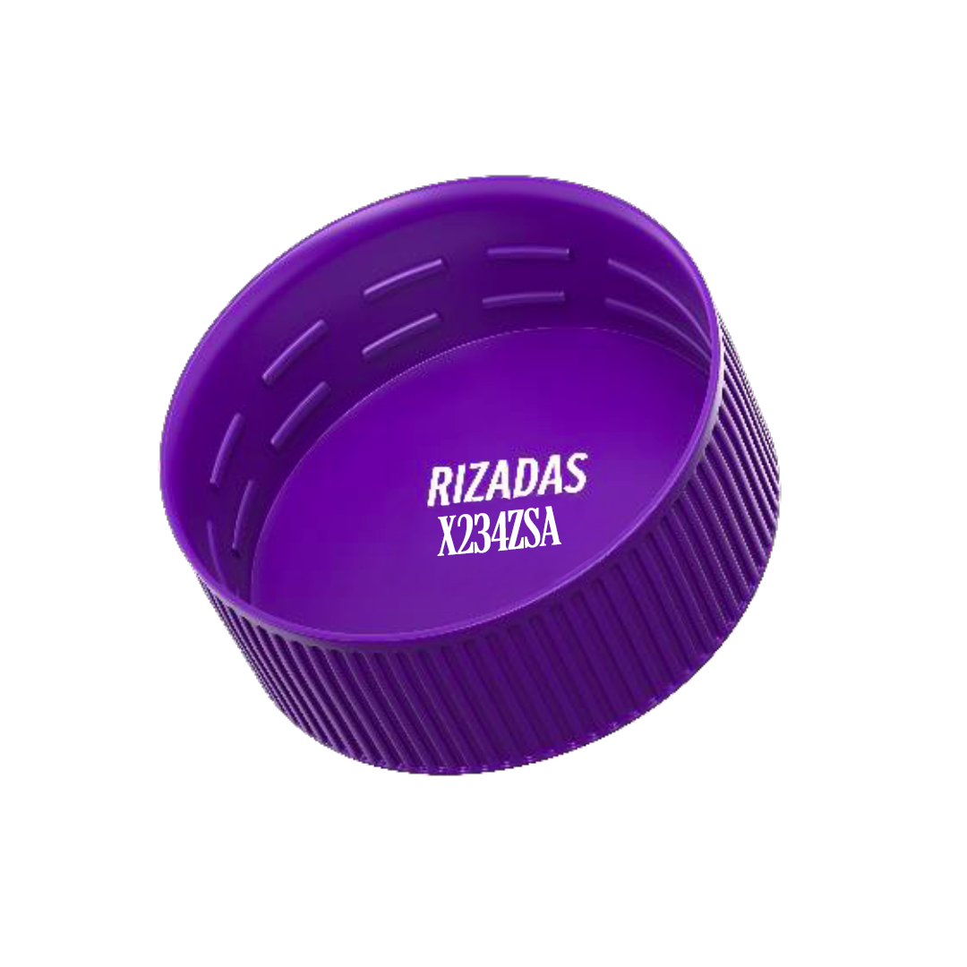 Tapa violeta con el texto "Rizadas" y un código promocional del lado de adentro.