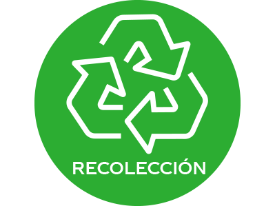 Círculos verdes con símbolos relacionados con reciclaje