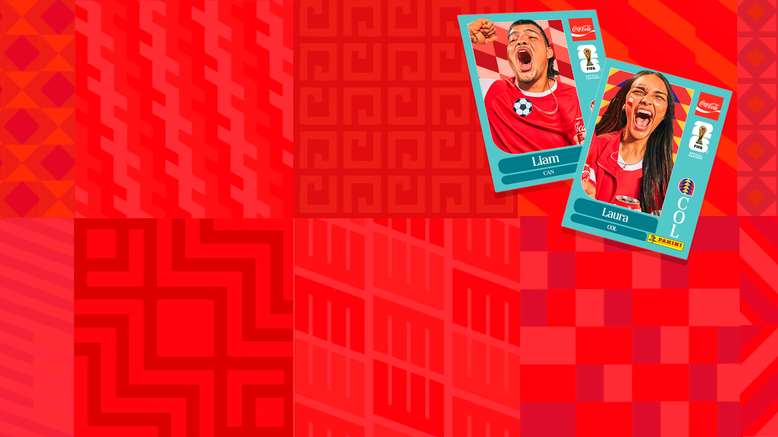 Dos hinchas en fotos Panini.