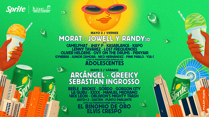 Line up de festival La Solar con artistas como Morat, Jowell y Rando, Arcangel, Greeicy y Sebastian Ingrosso