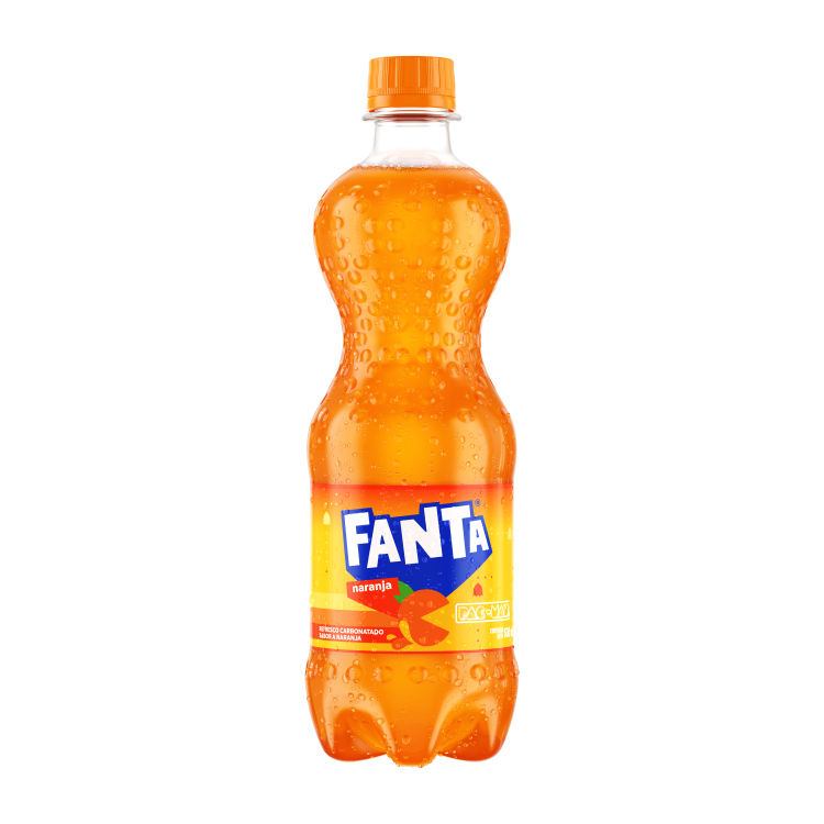 Botella de 600 ml de Fanta sabor Naranja en su edición limitada Fanta Pac-man