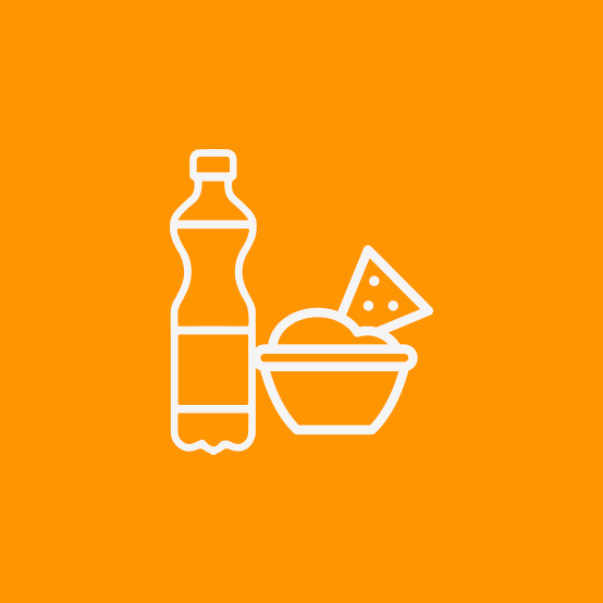 Imagen con vector de comida y fondo naranja
