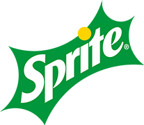 Μπουκάλι Sprite πίσω από το λογότυπο της Sprite.