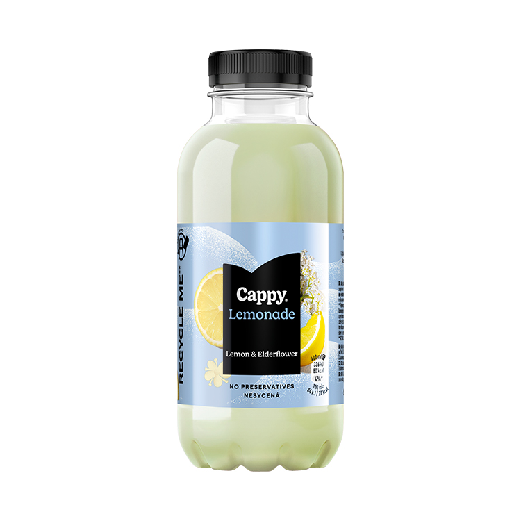 Cappy Lemonade Lemon & Elderflower, nesycená mátová limonáda s citronovou šťávou a příchutí bezového květu, PET lahev
