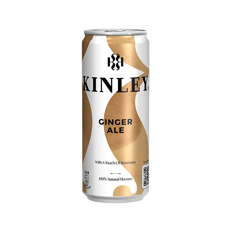 Kinley Ginger Ale, limonáda s příchutí zázvoru v plechovce