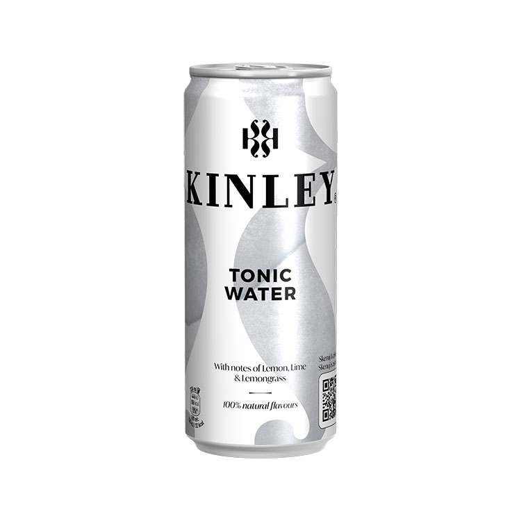 Kinley Tonic Water, limonáda s příchutí toniku v plechovce