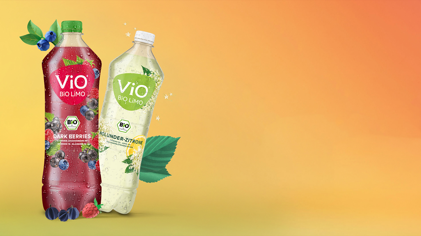 verschiedene Geschmacksrichtungen der Vio Bio-Limo