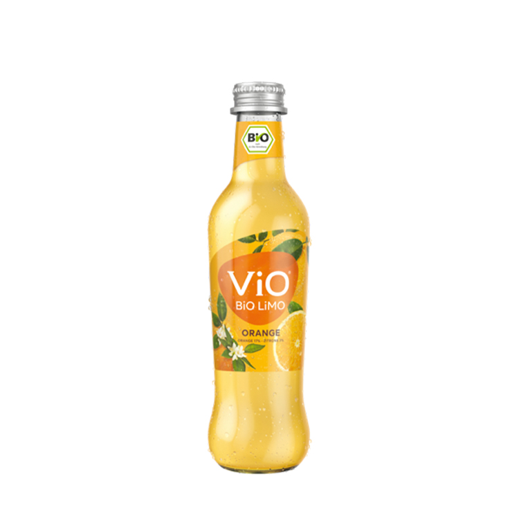 Eine 0,3 Liter-Flasche ViO BiO LiMO Orange