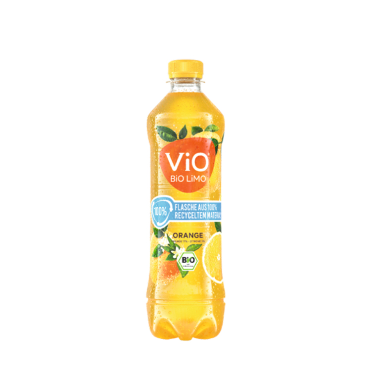 Eine 0,5 Liter-Flasche ViO BiO LiMO Orange