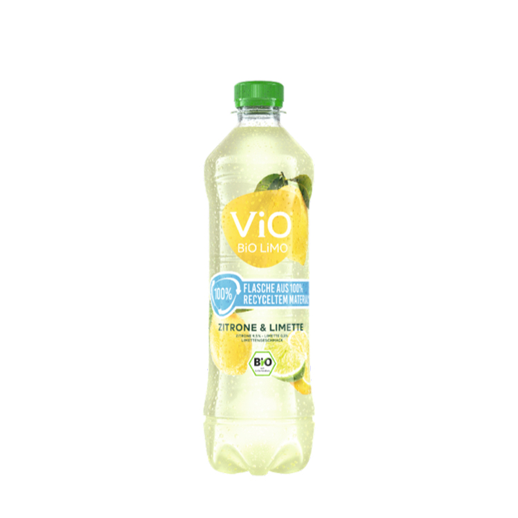 Eine 0,5 Liter-Flasche ViO BiO LiMO Zitrone-Limette