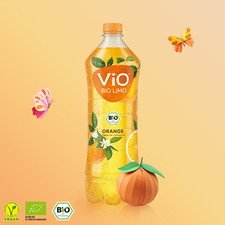 Eine Flasche ViO BiO LiMO Orange