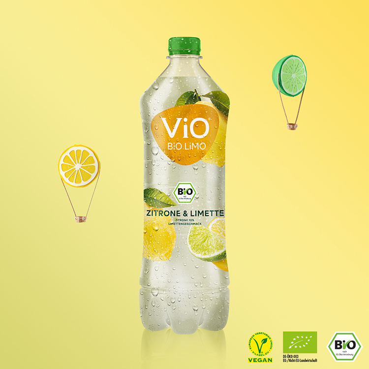 Eine Flasche ViO BiO LiMO Zitrone und Limette