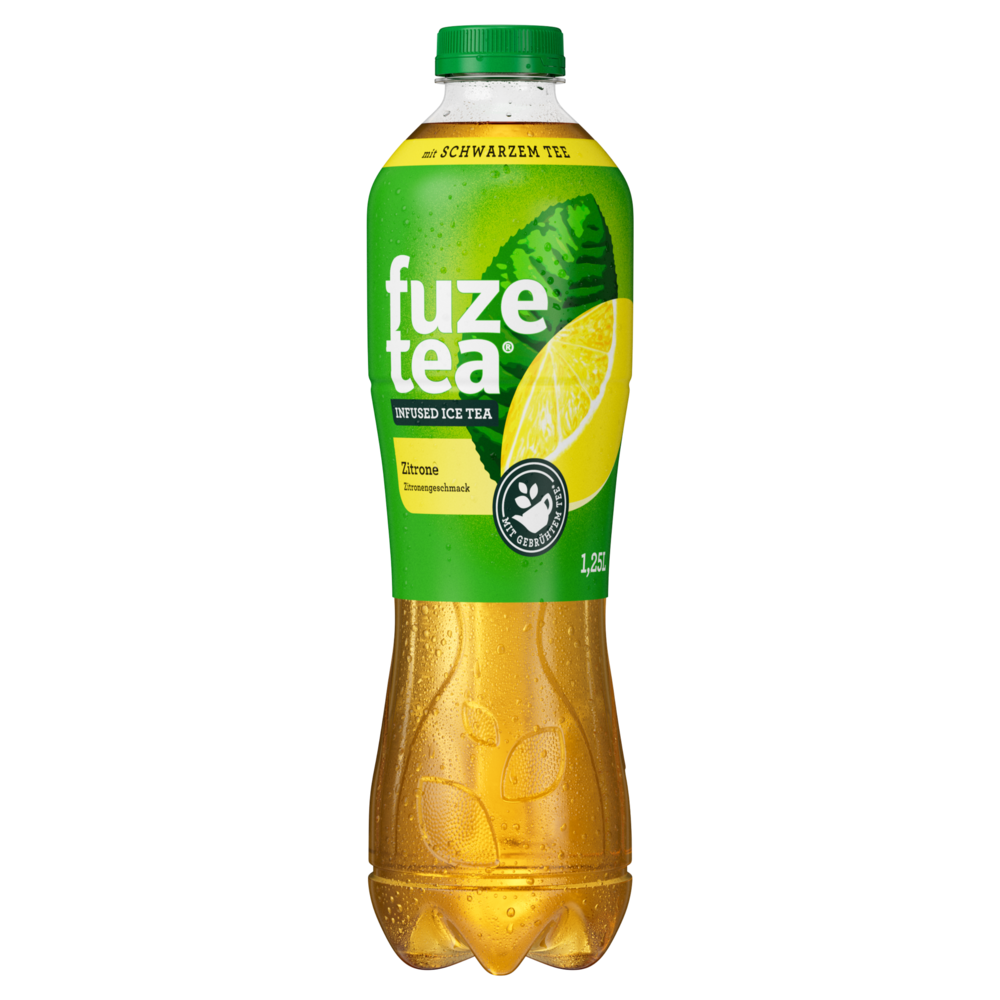 Eine Flasche von Fuze Tea Schwarzer Tee Zitrone