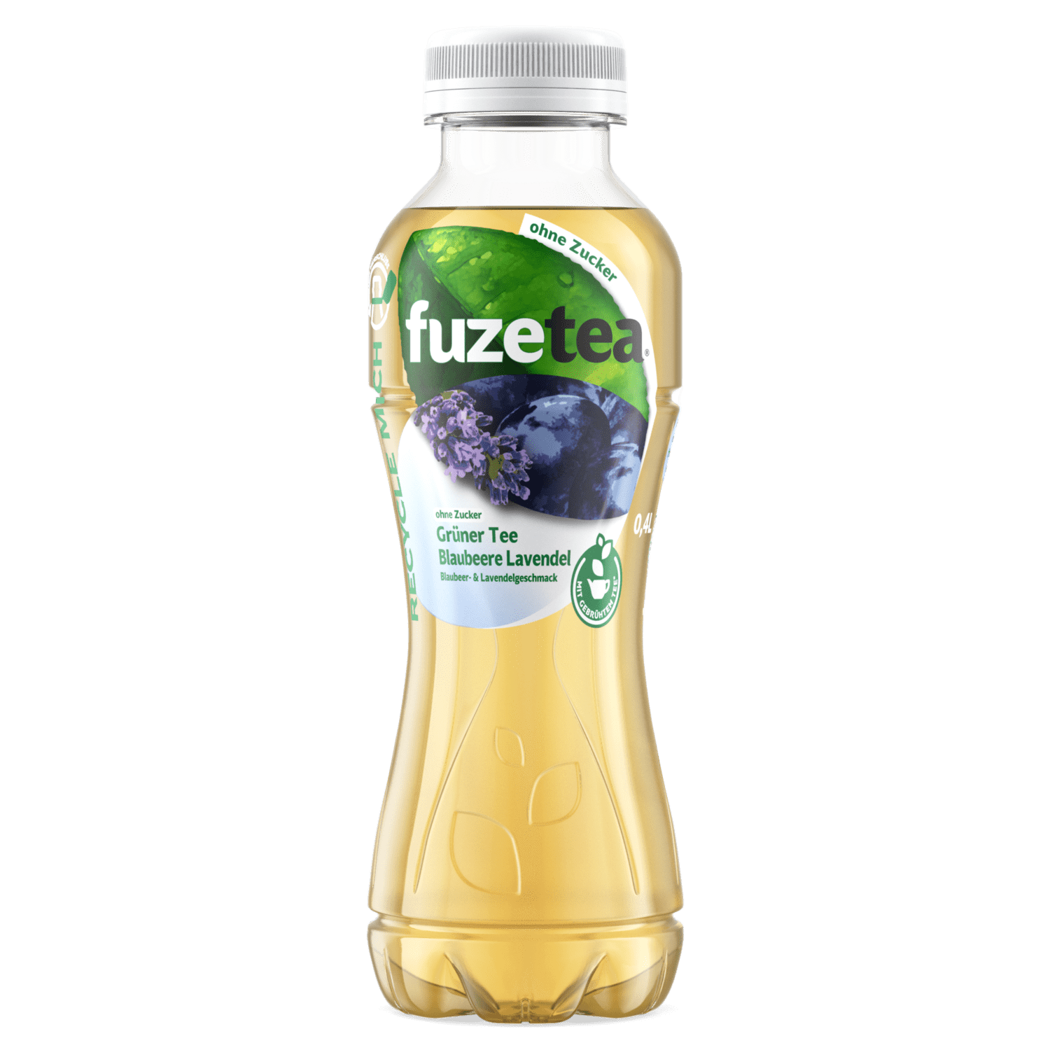 Eine Flasche Fuze Tea Grüner Tee Blaubeere Lavendel