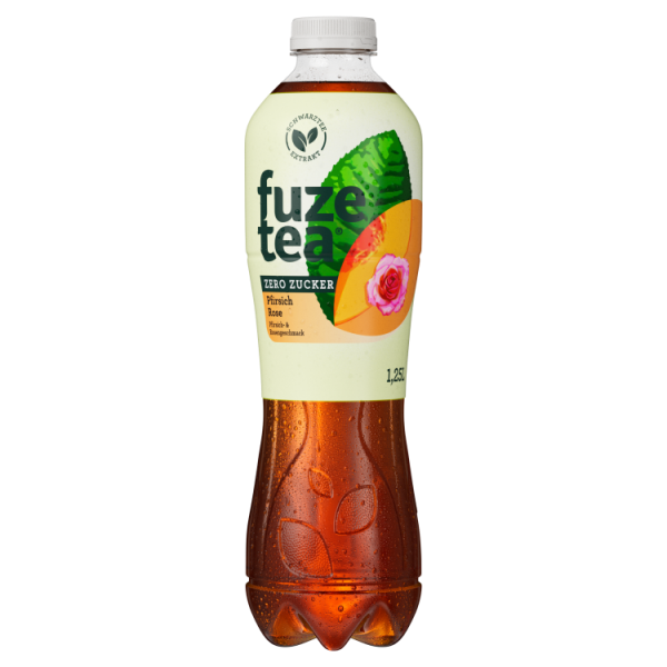 Eine Flsache Fuze Tea Pfirsich Rose Zero