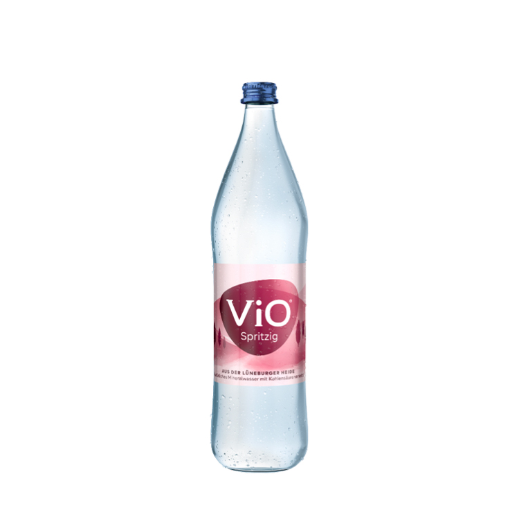 Eine Einliterflasche ViO Spritzig