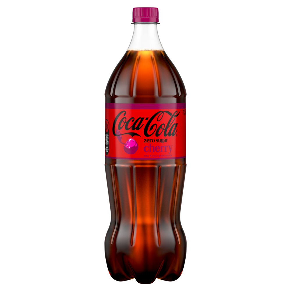 Eine Flasche Coca-Cola Zero Sugar Cherry