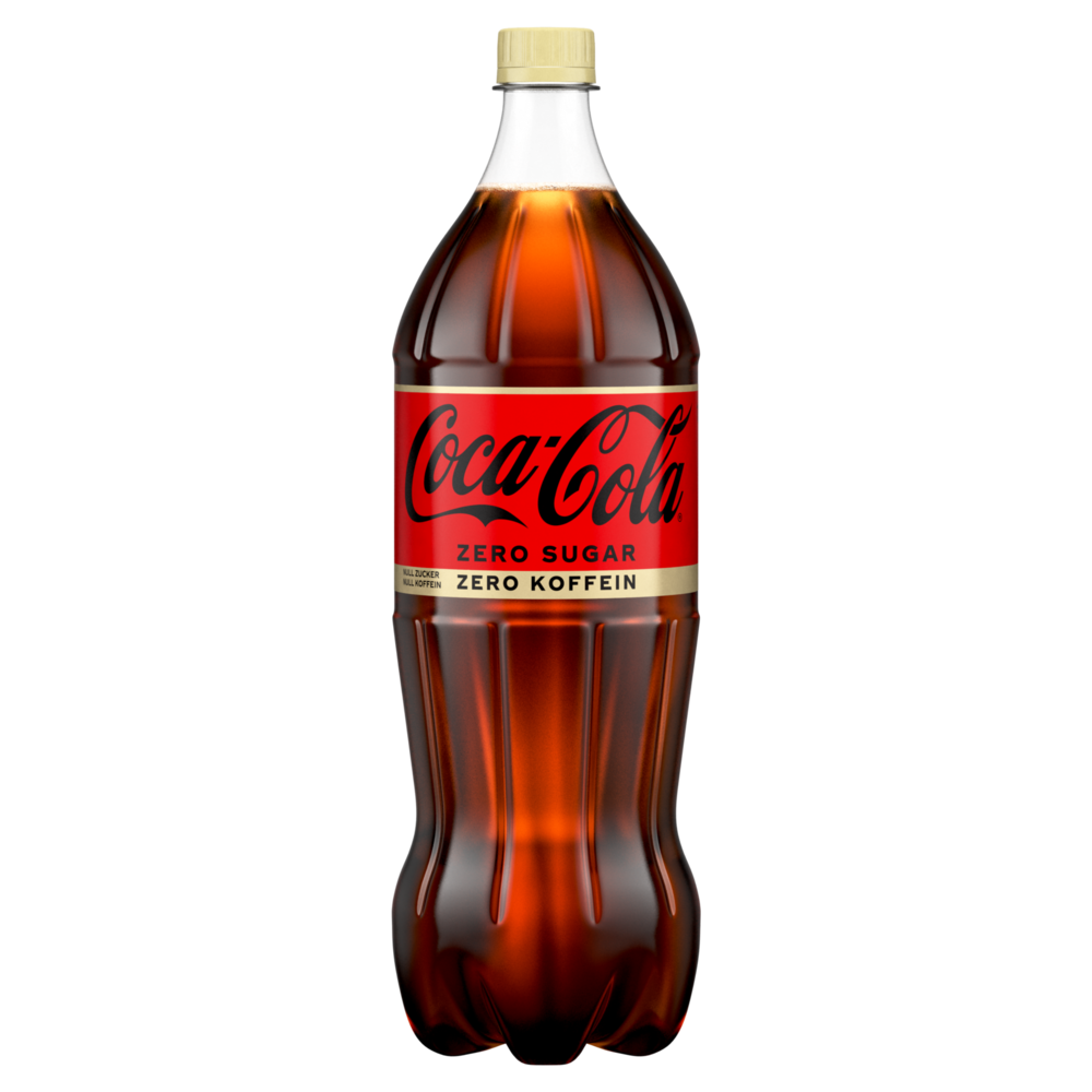Eine Flasche Coca-Cola Zero Sugar koffeinfrei