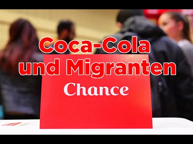 Video-Standbild mit dem Satz "Coca-Cola und Migranten"