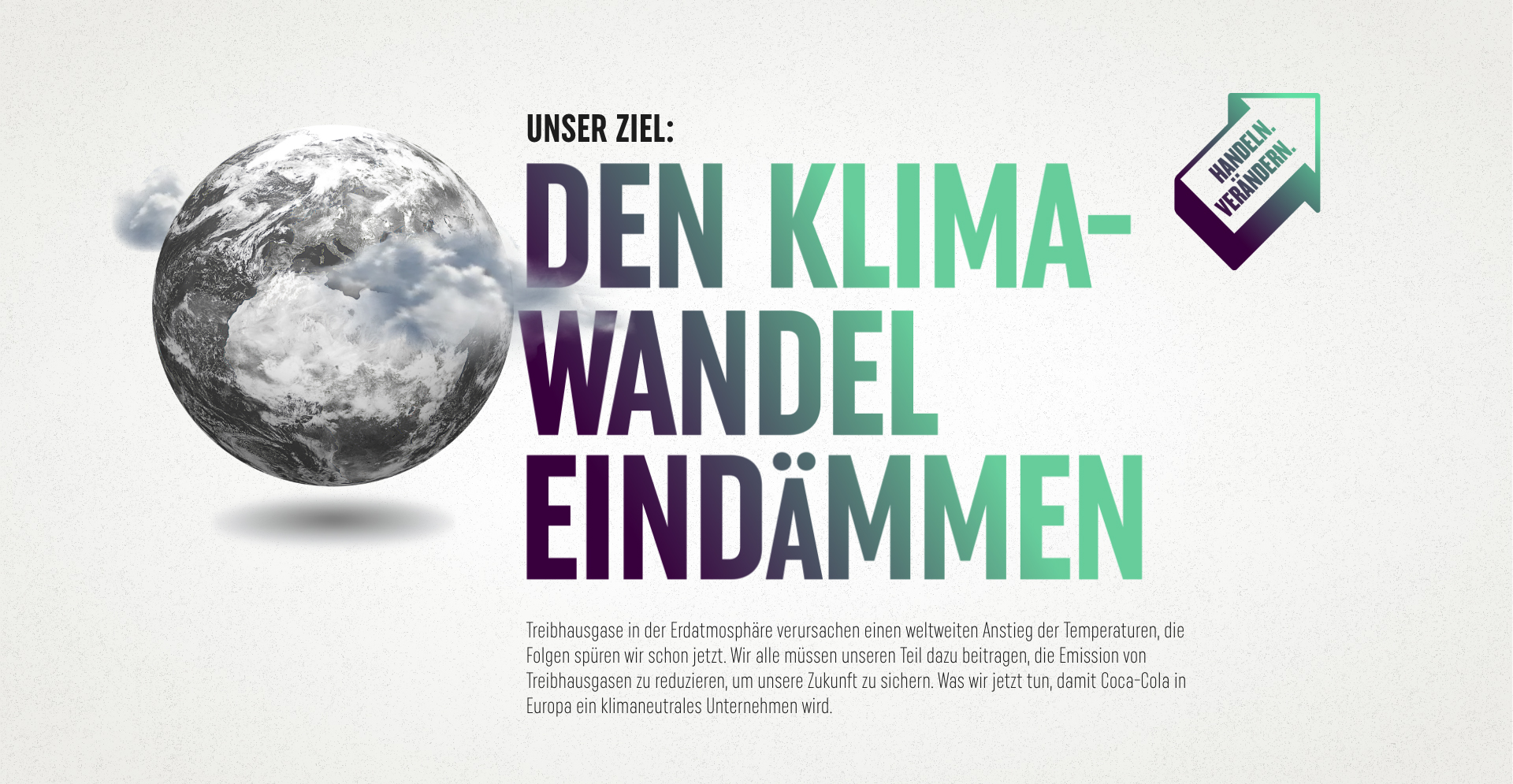 Banner mit Aussage: Wir wollen den Klimawandel eindämmen.