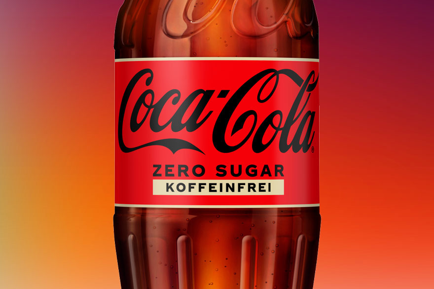 Etikett der Coca-Cola-Variante Zero Sugar - koffeinfrei
