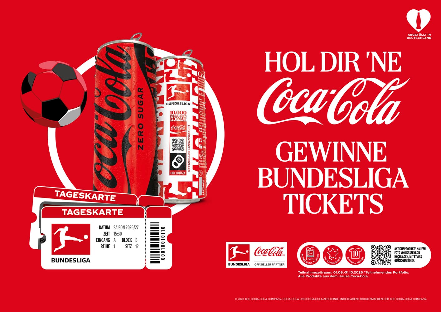 Ein Bild, das die Coca-Cola Bundesliga-Werbeaktion mit Preisen zeigt.
