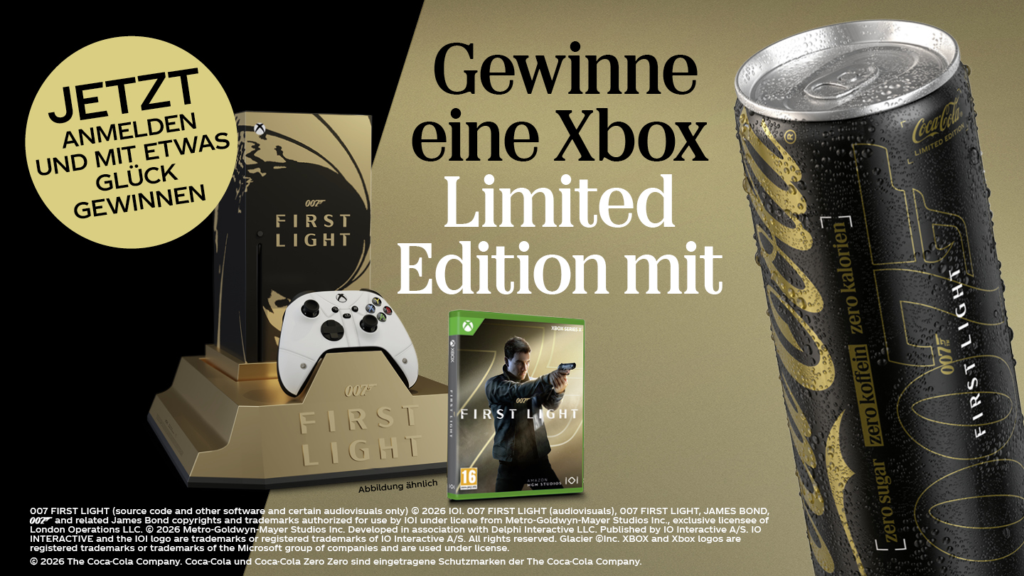 Eine Xbox Limited Edition mit Coca-Cola Zero Koffein Dose