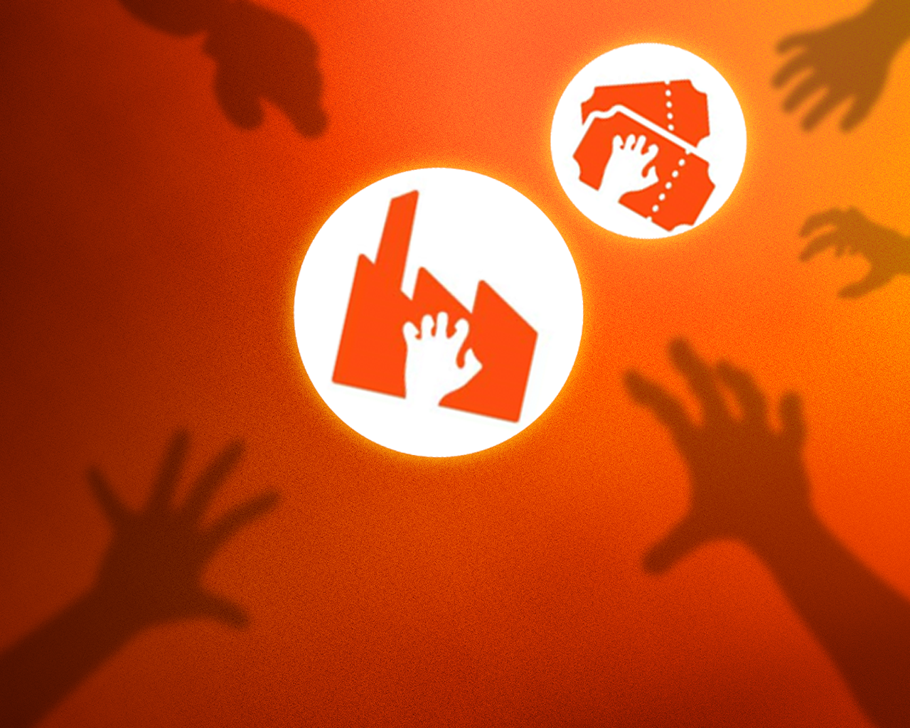 Verschiedene gruselige Hände, die versuchen, nach Dingen zu greifen