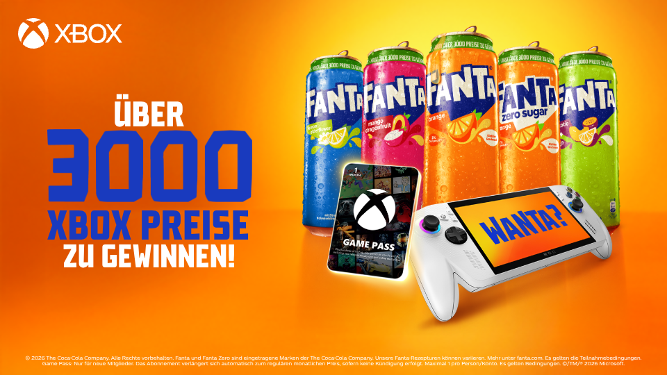 Fanta-Dosen mit einer Xbox-Handheld-Konsole