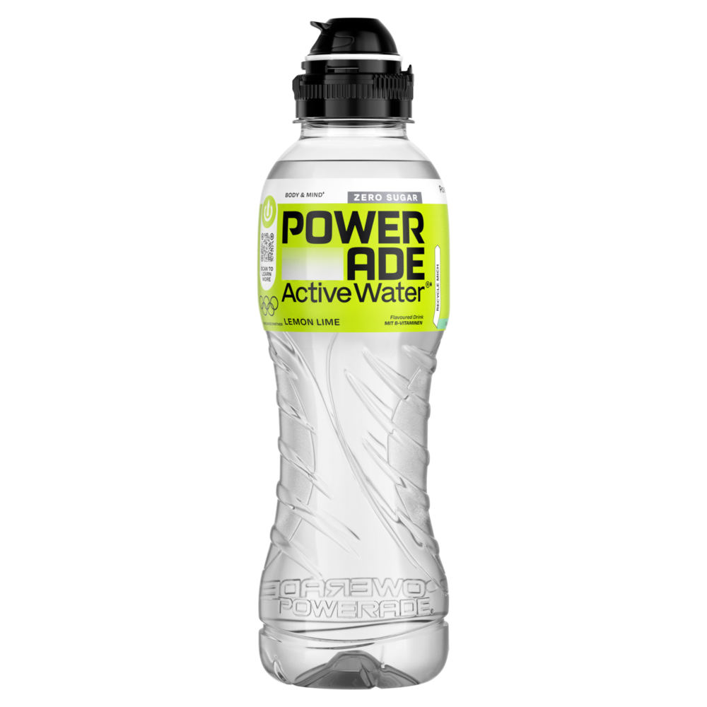 Eine Flasche Powerade Active Water Lemon Lime