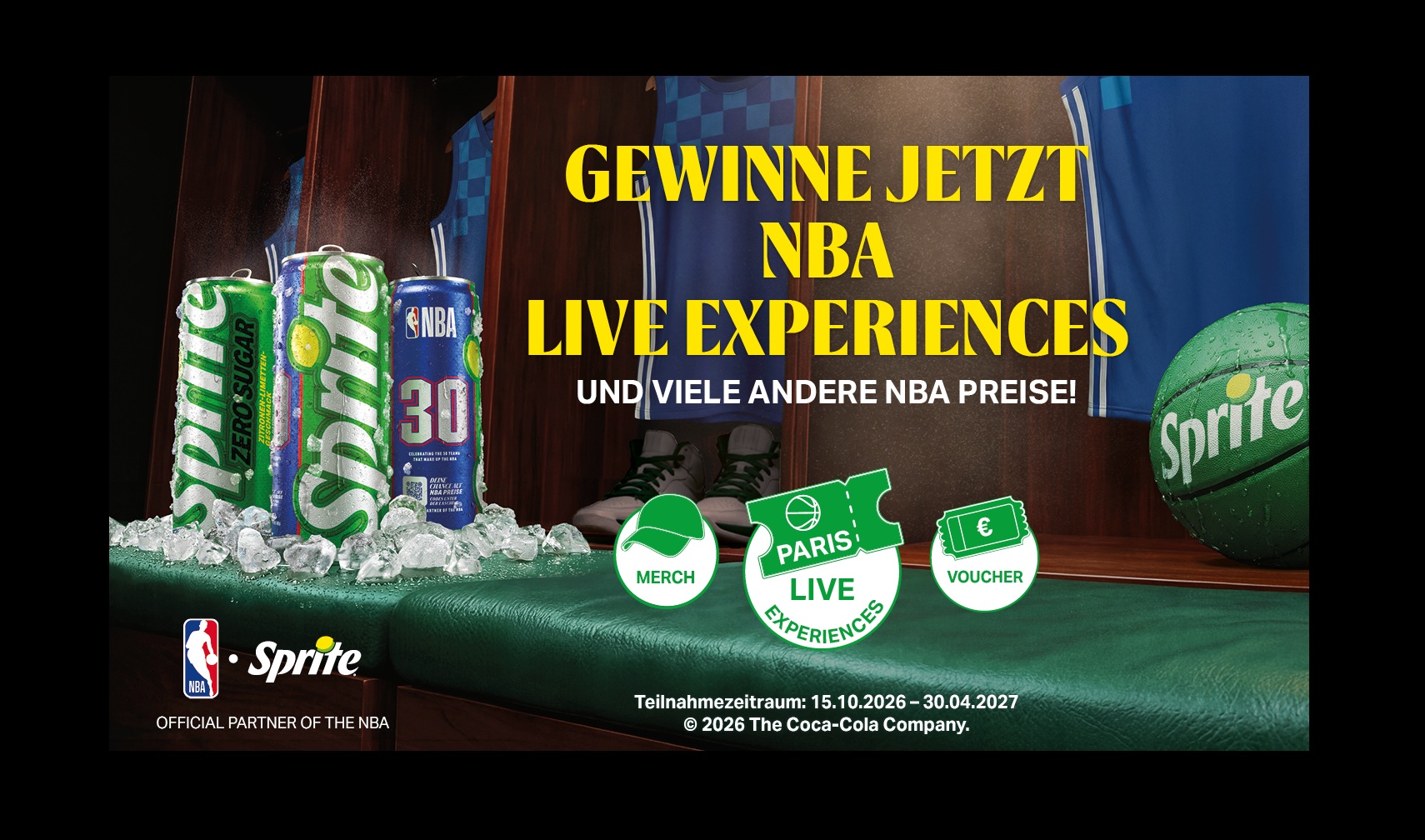 Drei Sprite-Dosen sowie ein Text, der besagt, dass man die Chance hat, Preise zu gewinnen.