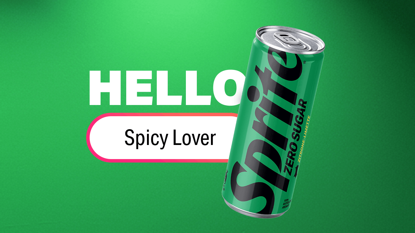 Eine Dose Sprite mit dem Text "Hello Spicy Lover"