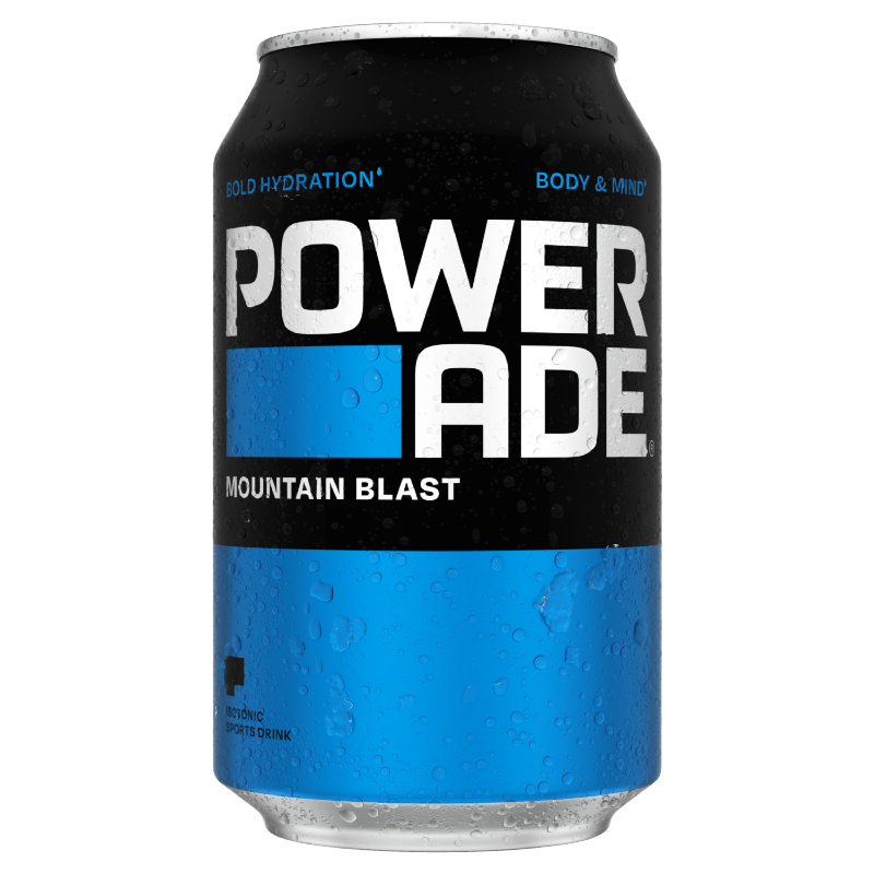 Eine Flasche Powerade Mountain Blast Can 330ml