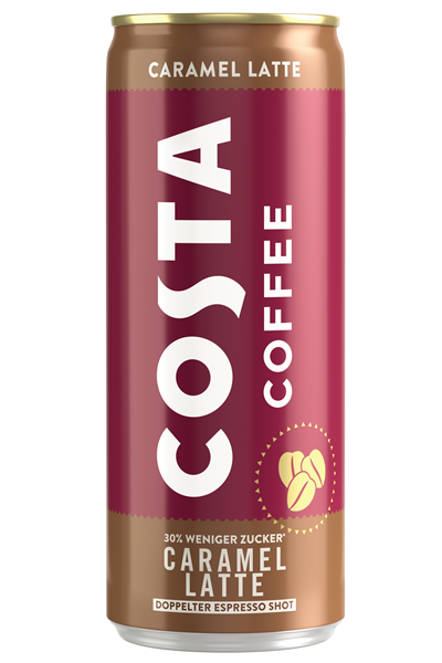 Eine Dose Costa Coffee Caramel Latte-Kaffeegetränk