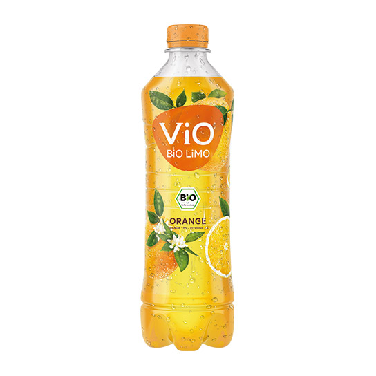 Eine 0,5 Liter-Flasche ViO BiO LiMO Orange
