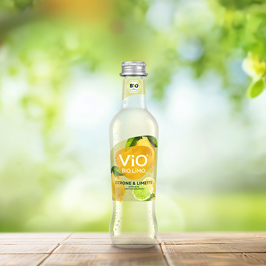 Eine 0,3 Liter-Flasche ViO BiO LiMO Zitrone-Limette